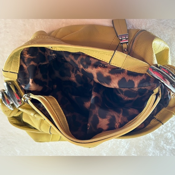 B. Makowsky Mustard Yellow Soft Leather Shoulder Purse Bag - Picture 7 of 12